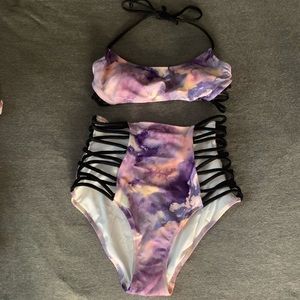 PINK bikini top and bottoms